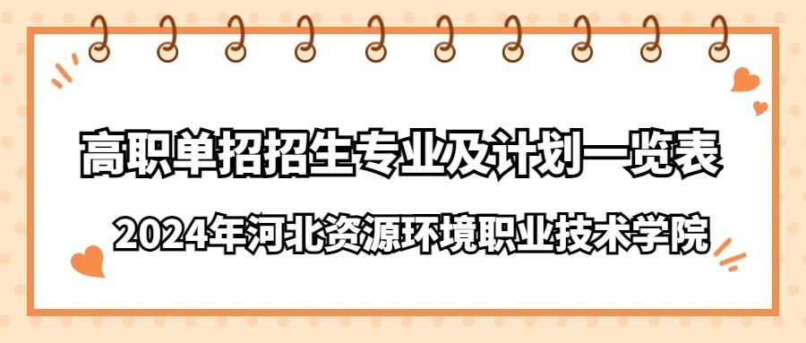 2024年河北資源環境職業技術學院高職單招招生專業及計劃一覽表