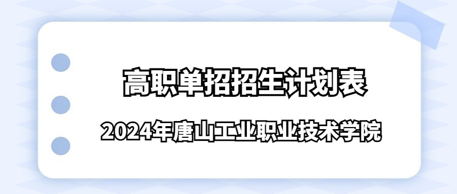 2024年唐山工業職業技術學院高職單招招生計劃表
