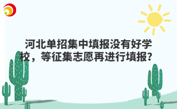 河北單招集中填報沒有好學校，等征集志愿再進行填報？